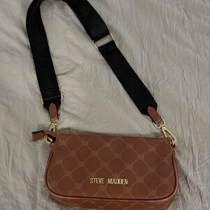 Steve Madden Tan Crossbody Bag with Black Strap